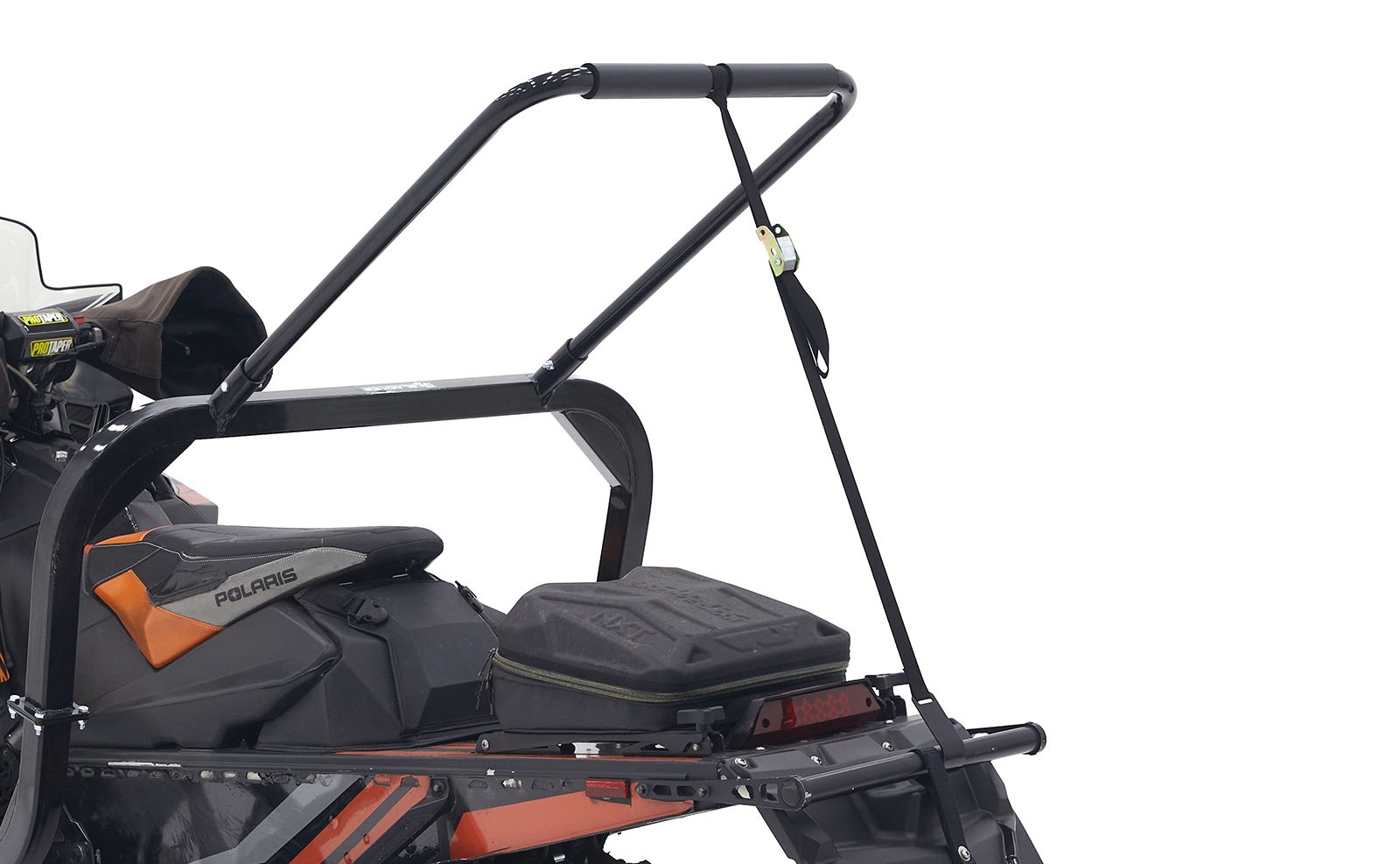 Cam Strap Secures and Lifts Rear Bar to Assist in Moving Snowmobile