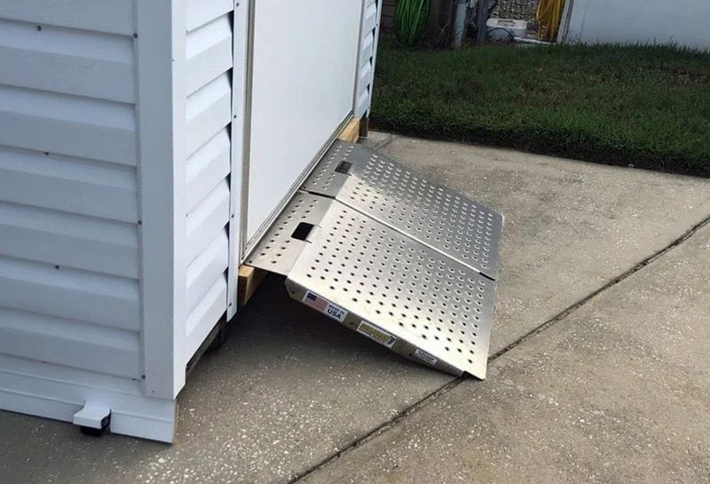 view of ramp set up into an outdoor shed