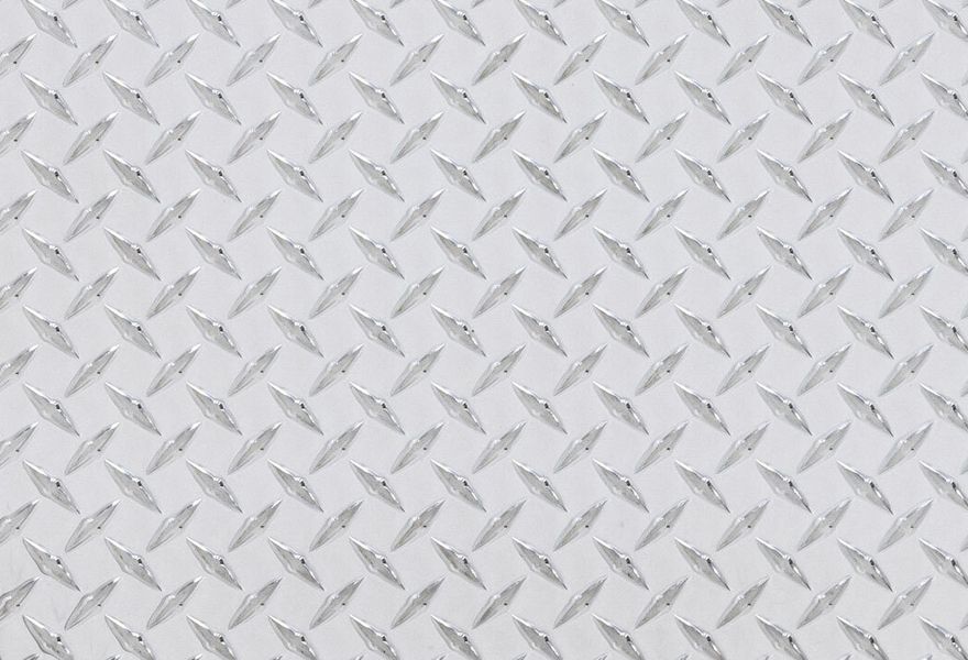 Diamond plate aluminum construction for a rugged look