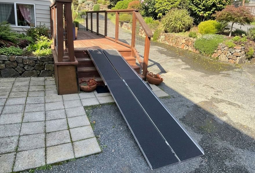 12' Silver Spring wheelchair ramp on a patio