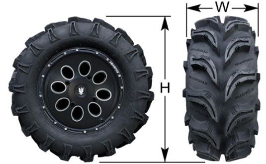 The extra-large wheel net supports H x W tire sizes: