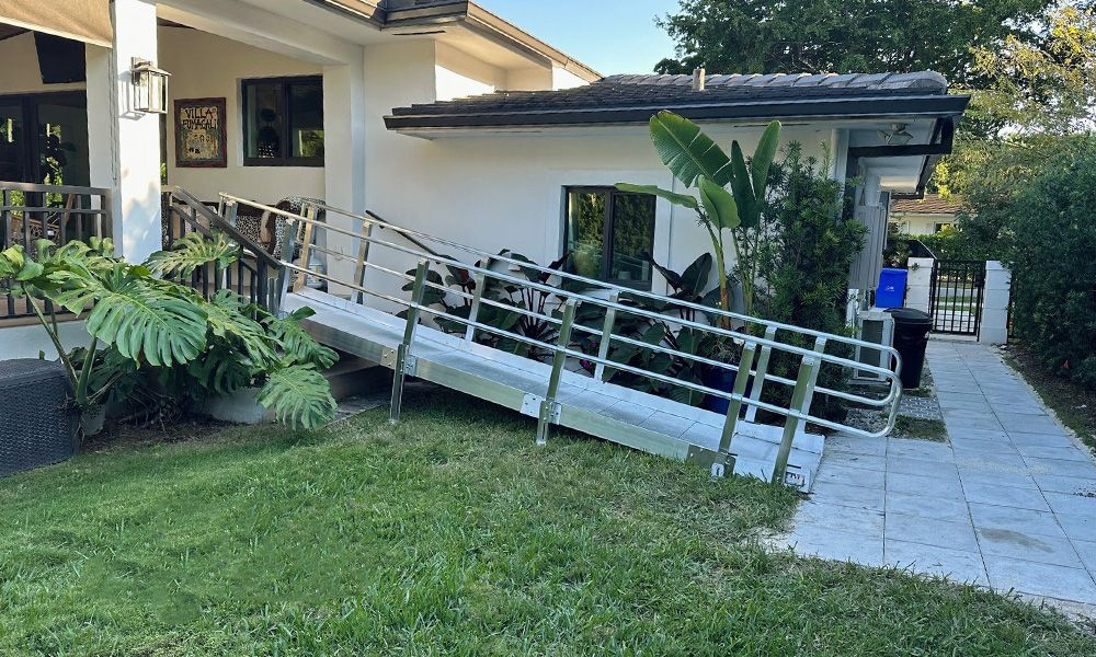 southern backyard with PVI Mod-XP straight wheelchair ramp