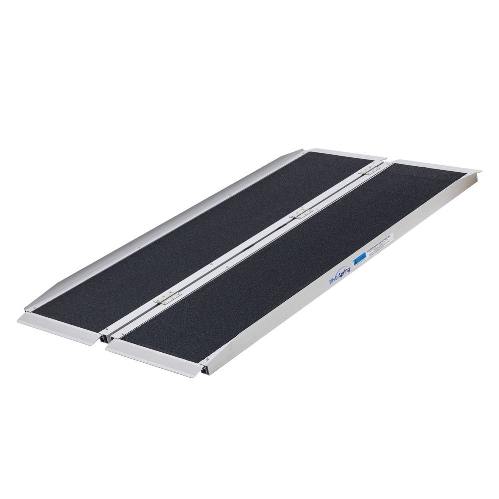 Silver Spring Portable Aluminum Wheelchair Ramp, Single-Fold, Grit-Coat