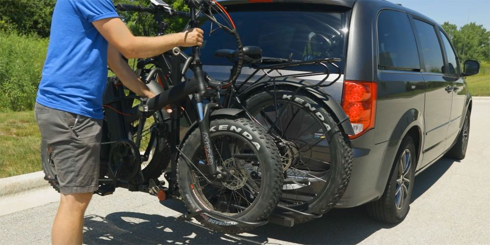 Elevate Outdoor fat tire bike rack in use