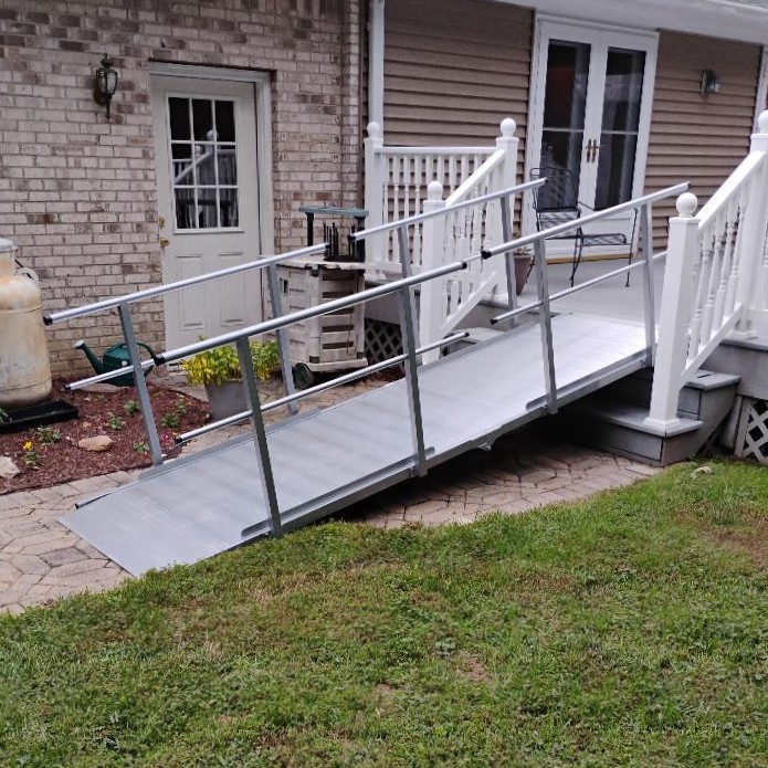 Picture of the Silver Spring Folding Aluminum Wheelchair Access Ramp with Handrails