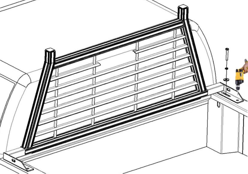 Elevate Outdoor Headache Rack Installation in Truck Bed Diagram