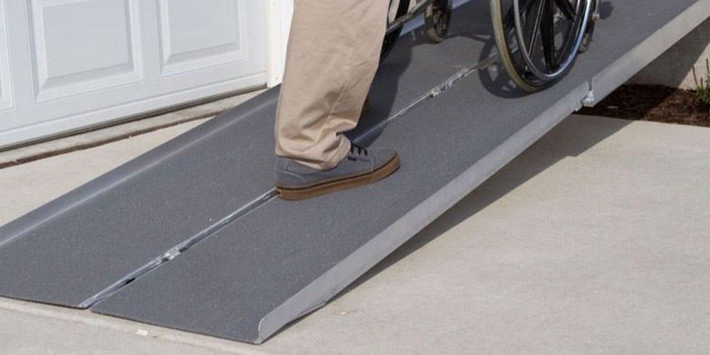 The Silver Spring Multifold Aluminum Wheelchair Ramp is manufactured from high-strength, lightweight aluminum and can fold down to a quarter of its size.