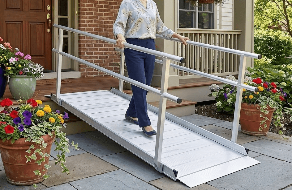 The Silver Spring Clearway Straight Modular Ramp has an extruded tread surface features raised ribs that grip soles and tires with exceptional slip resistance.