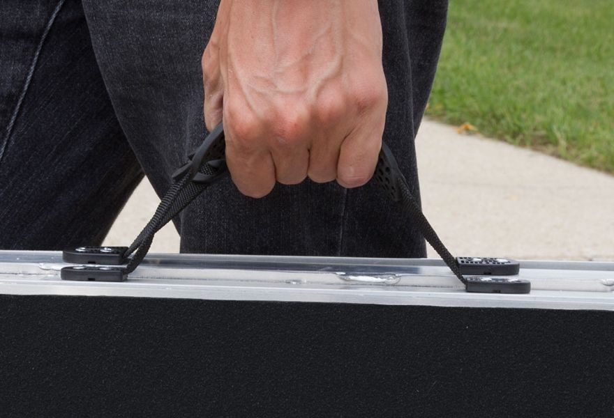 Folds down to a quarter of its size and breaks down into two lightweight pieces 