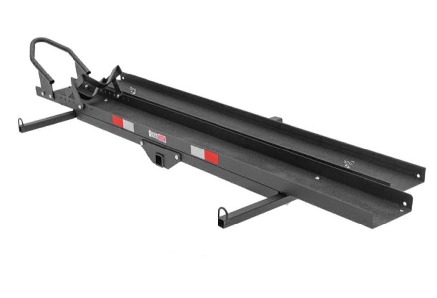 Motorcycle carrier with built-in loading ramp