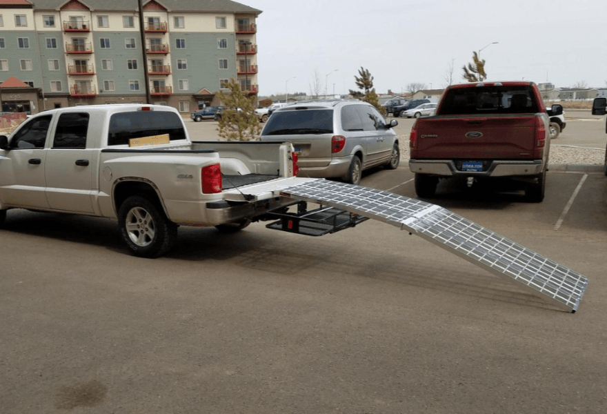 Picture of motorcycle ramp set up