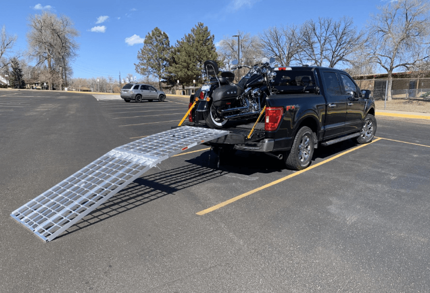 Picture of motorcycle ramp set up