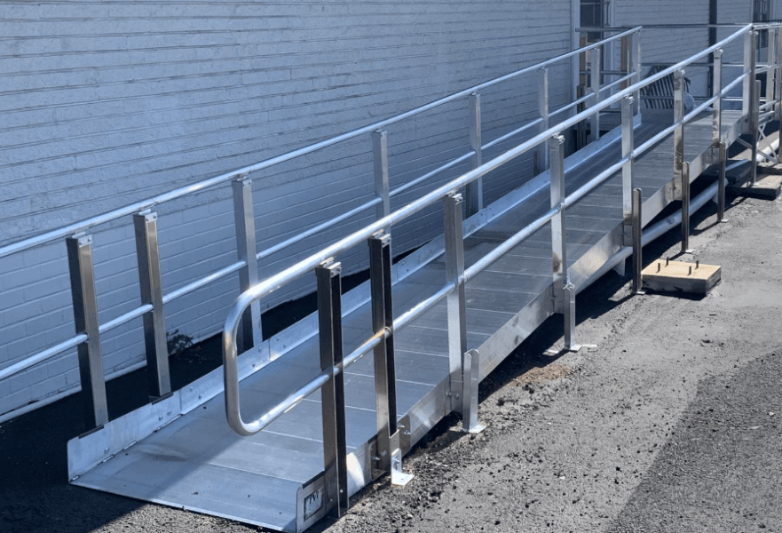 13-foot Modular XP wheelchair ramp section connected to modular ramp system