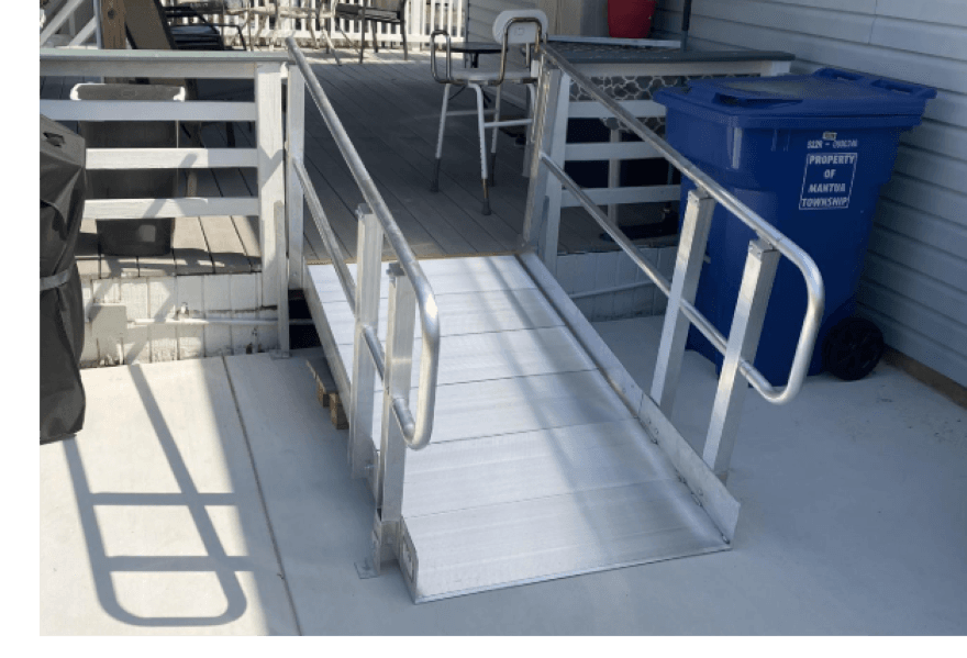 4-foot Modular XP wheelchair ramp section connected to modular ramp system