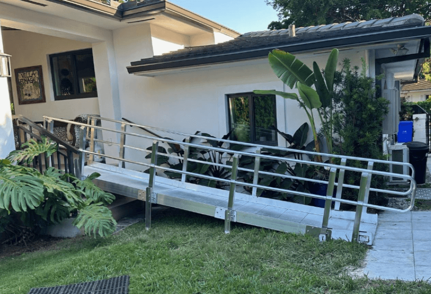 10-foot Modular XP wheelchair ramp section connected to modular ramp system