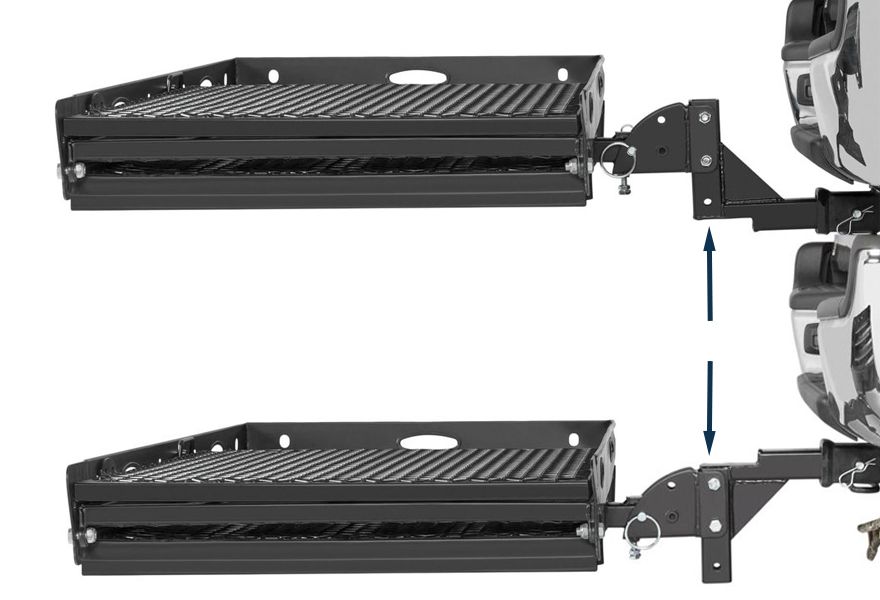 Adjustable hitch adapter on scooter carrier