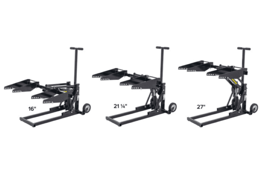 Zero-turn mower lift with three height settings