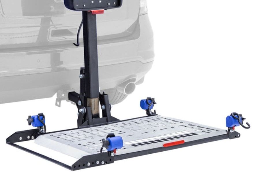 view of lift platform with adjustable cradle and retractors