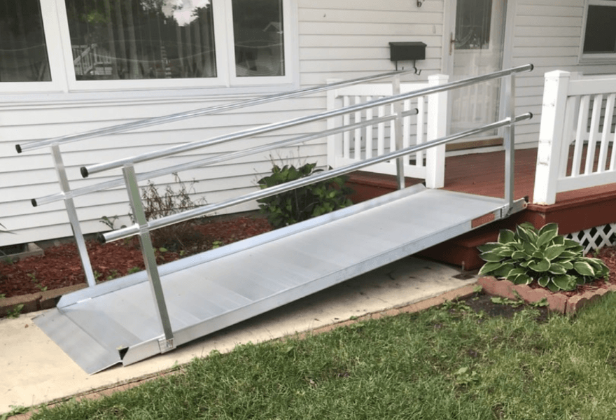 residential accessibility ramp with handrails