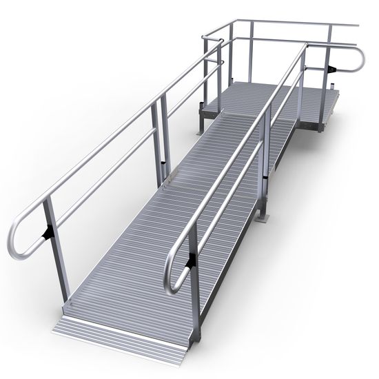 Pvi Modular Ramps PVI Modular XP Aluminum Wheelchair Ramp with Handrails - 100 lb / sq ...