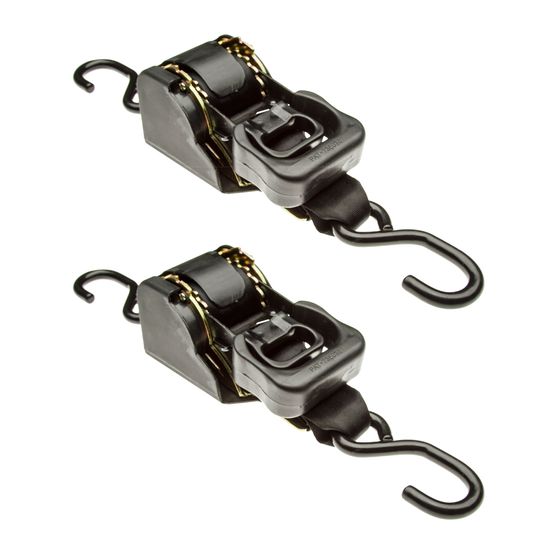 10RTBL-S-2-2 2 x 10 Retractable Ratchet Strap with S-Hooks - 2-Pack
