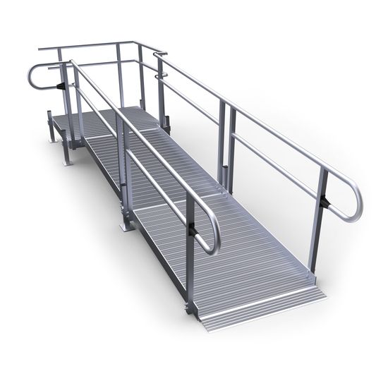 Pvi Modular Ramps PVI Modular XP Aluminum Wheelchair Ramp with Handrails - 100 lb / sq ...