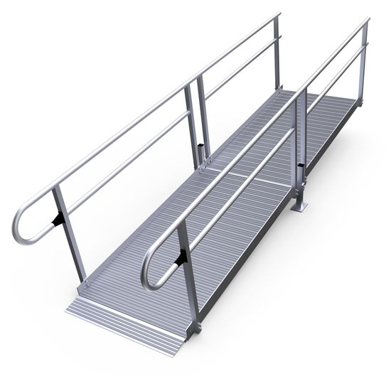 Pvi Ramps Modular PVI Modular XP Aluminum Wheelchair Ramp with Handrails - 100 lb / sq ...