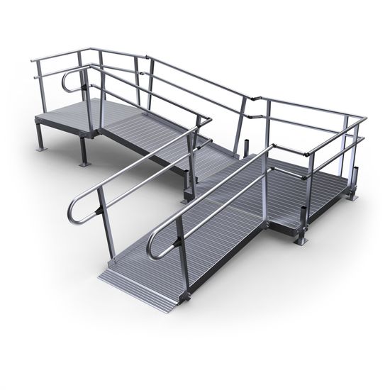 13-552TP-I Harmar Elevation 13 Side-Entry L-Shaped Modular Ramp with 5 Top Platform - Installation Included