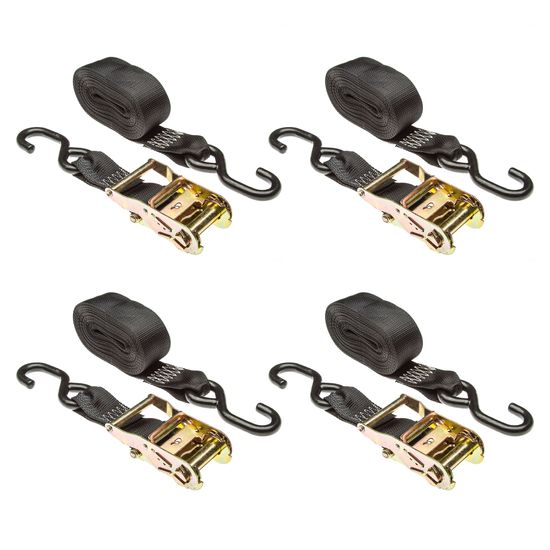 18RAT-S-4 2 x 18 Ratchet Straps with S-Hooks - 4-Pack