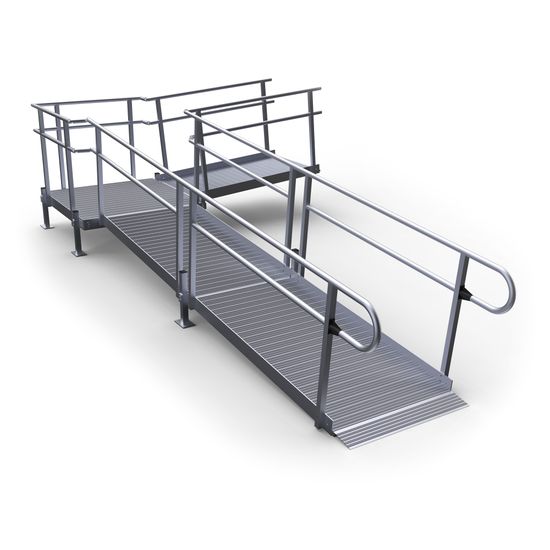 19-4490T-I Harmar Elevation 19 L-Shaped Modular Ramp with 4 Turning Platform - Installation Included