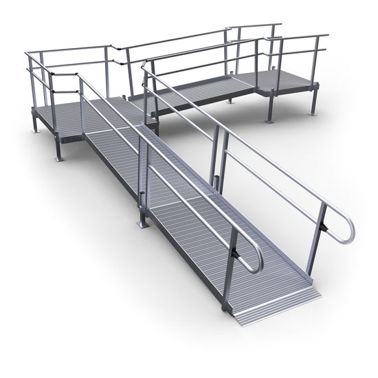 21-55ST-I Harmar Elevation 21 L-Shaped Modular Ramp with 5 Top Platform - Installation Included