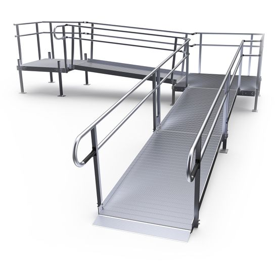 24-44552TP-I Harmar Elevation 24 Side-Entry L-Shaped Modular Ramp with 4 Top Platform - Installation Included