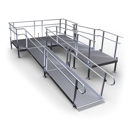 24-44SSB55-I Harmar Elevation 24 U-Shaped Modular Ramp with 4 Top Platform 10 Turning Platform - Installation Included