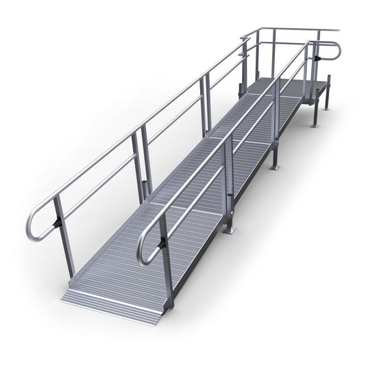 Pvi Modular Ramps PVI Modular XP Aluminum Wheelchair Ramp with Handrails - 100 lb / sq ...