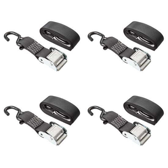 2in-Cam-4 2 x 6 Cam Buckle Strap Tie-Downs with S-Hooks - 4-Pack