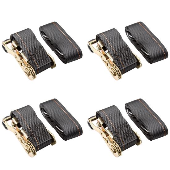 2in-Rat-4 2 x 6 Ratchet Strap Tie Downs with S-Hooks - 4-Pack