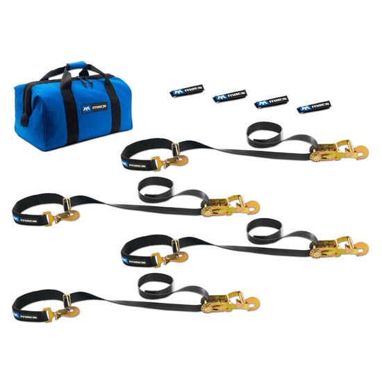 511116 2 x 6 Super Pack Tie-Down Strap Kit with Integrated Axle Straps Direct Hook Ends - Black
