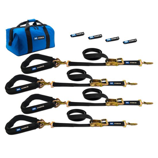 511648 2 x 8 Pro Pack Premium Tie-Down Strap Kit with 40 Axle Strap Sewn Fixed Ends - Black