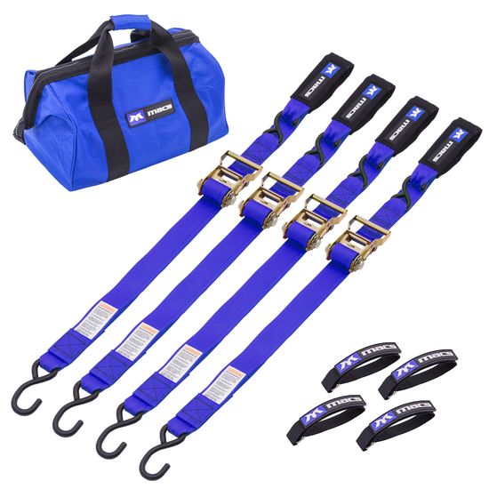 512011 2 x 6 Motorcycle Ratchet Pack with Integrated Soft Loops S-Hooks - Blue