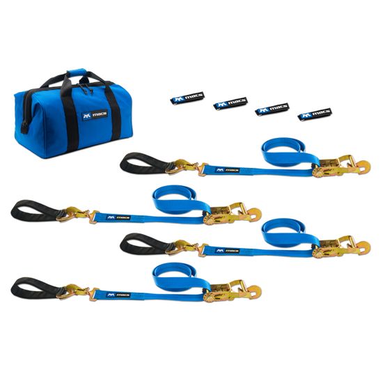 512216 2 x 6 Ultra Pack Tie-Down Straps with Detachable Axle Straps Direct Hook Ends - Blue