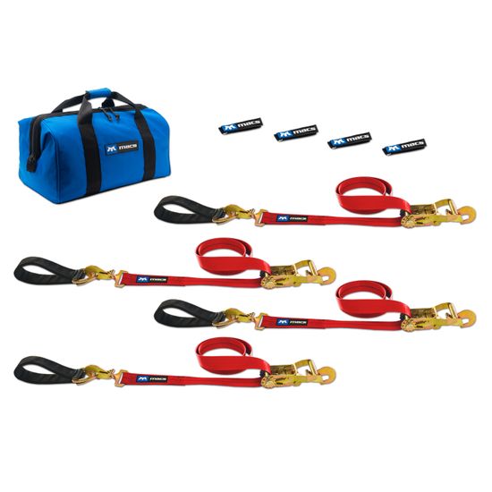 513216 2 x 6 Ultra Pack Tie-Down Straps with Detachable Axle Straps Direct Hook Ends - Red