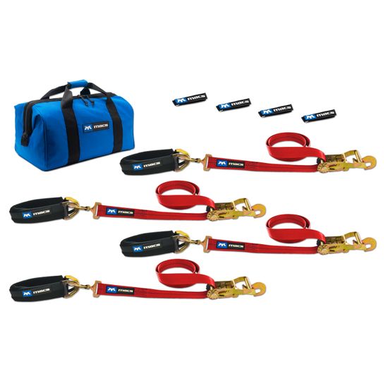 513616 2 x 6 Pro Pack Premium Tie-Down Strap Kit with 24 Axle Strap Direct Hook Ends - Red