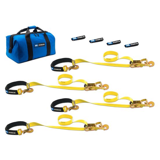 514116 2 x 6 Super Pack Tie-Down Strap Kit with Integrated Axle Straps Direct Hook Ends - Yellow