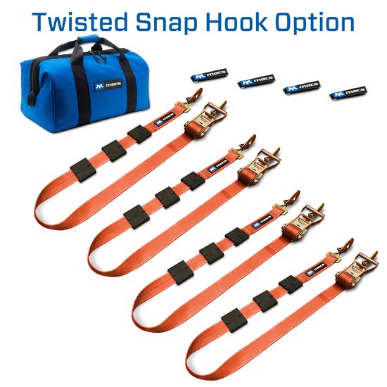 518000 2 x 10 Tire Block Strap Pack with Twisted Snap Hook Ends - Orange