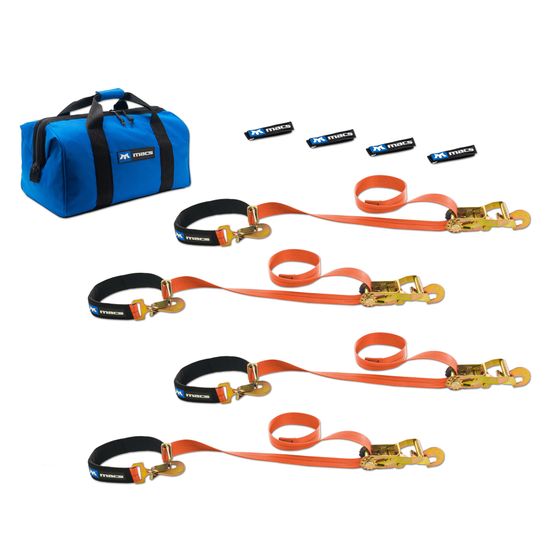 518116 2 x 6 Super Pack Tie-Down Strap Kit with Integrated Axle Straps Direct Hook Ends - Orange