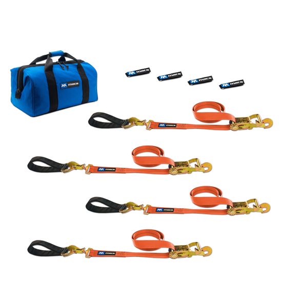 518219 2 x 10 Ultra Pack Tie-Down Straps with Detachable Axle Straps Direct Hook Ends - Orange