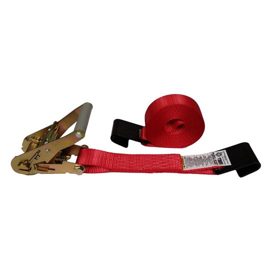 572720R-12 2 x 27 Ratchet Strap with Flat Hooks - Red
