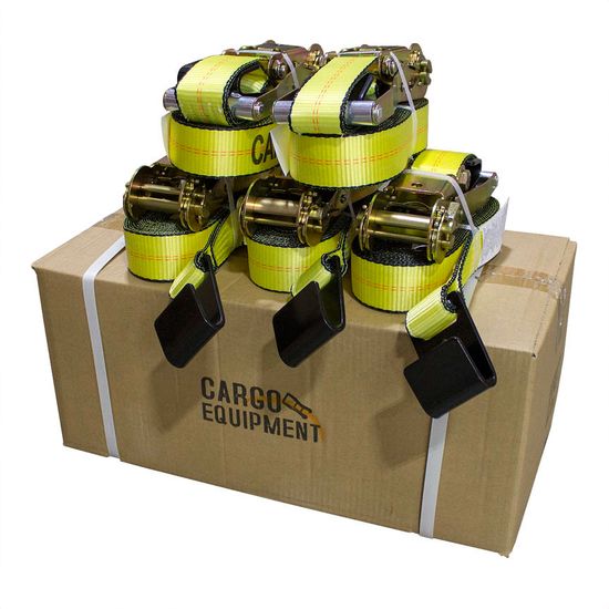 573020Y-12-BOX 2 x 30 Ratchet Strap with Flat Hooks - Yellow - Box of 10