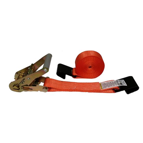 573520O-12 2 x 35 Ratchet Strap with Flat Hooks - Orange