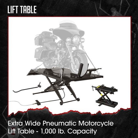 BW-1000A-XW-BYO Extra-Wide Pneumatic Motorcycle Lift Table - Build Your Own Shop Kit Package